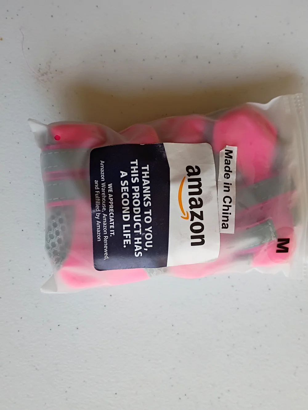 Set of 4 Pink/Gray Mesh Dog Boots/Shoes Size M Reflective, All Breeds Athletic